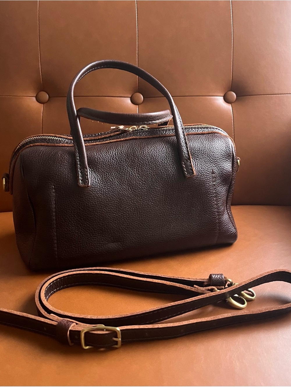 Portland Leather Sloan Doctor Bag Oversized Coldbrew Brown - Picture 2 of 8